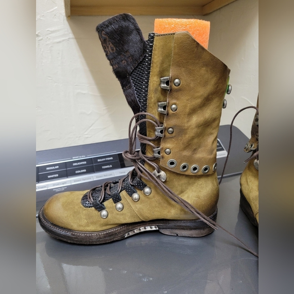 New A.S98 Women’s Olive Green Lace-Up Combat Boots 37 - Picture 2 of 6
